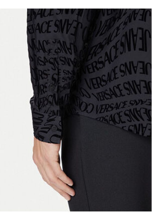 Versace Jeans Couture Koszula 79GAL2R0 NS703 Czarny Slim Fit. Kolor: czarny. Materiał: bawełna
