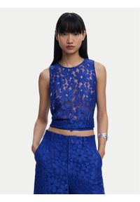 Desigual Top Tanatos 25SWBW25 Niebieski Slim Fit. Kolor: niebieski. Materiał: syntetyk