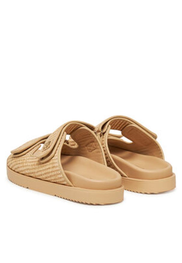 TOMMY HILFIGER - Tommy Hilfiger Klapki Double Strap Raffia FW0FW08940 Beżowy. Kolor: beżowy