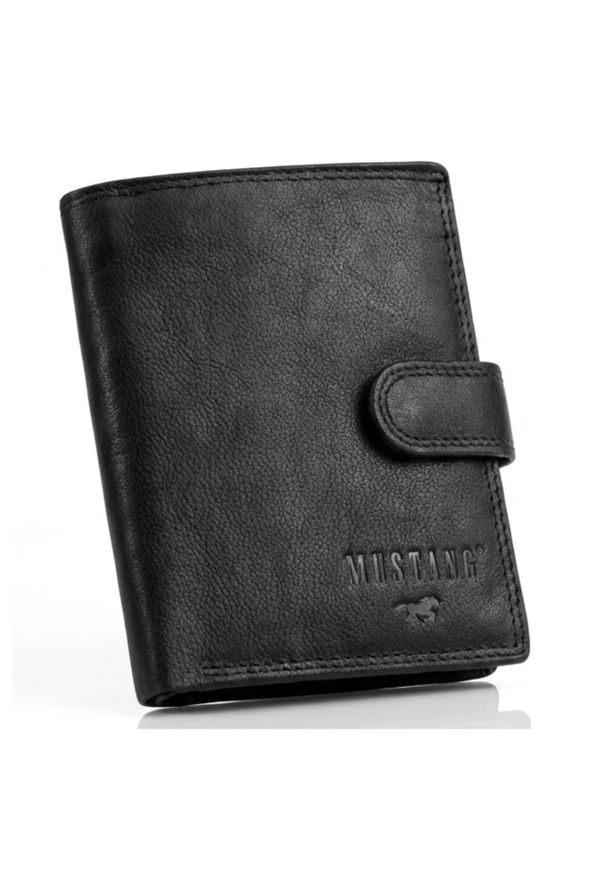 Męski Portfel Skórzany Czarny Mustang Denimo Wallet. Kolor: czarny. Materiał: skóra