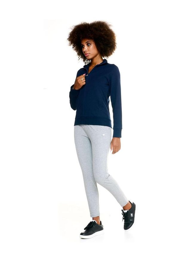 LEONE 1947 APPAREL - Damska bluza Leone Basic z zamkiem błyskawicznym na całej długości. Kolor: niebieski. Materiał: tkanina. Sport: fitness
