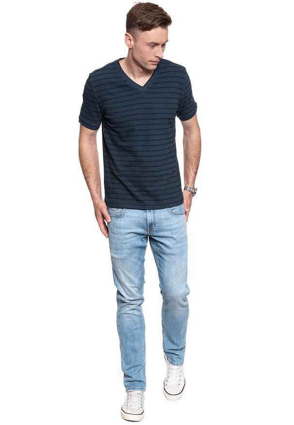Mustang - MĘSKI T-SHIRT MUSTANG ALEX V STRIPE 1009954 11834