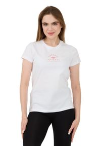 Emporio Armani - EMPORIO ARMANI Biały damski t-shirt Uni Logo Printe, Rozmiar M. Kolor: biały