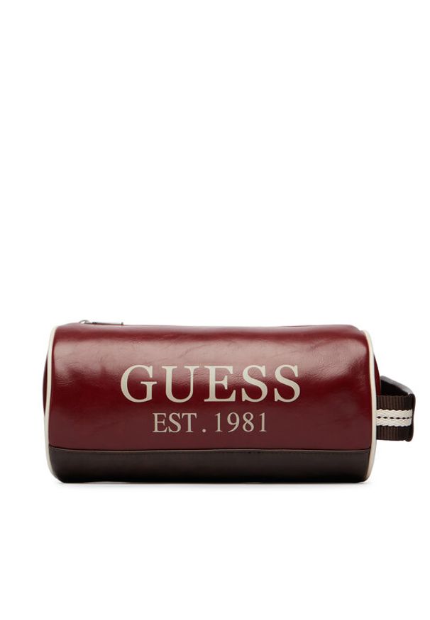 Guess Kosmetyczka Oslo PMOSVI P6310 Bordowy. Kolor: czerwony. Materiał: skóra