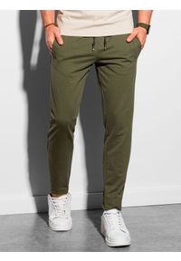 Ombre Clothing - Spodnie męskie dresowe P950 - khaki - XL. Kolor: brązowy. Materiał: dresówka. Styl: klasyczny