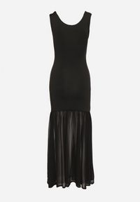 Born2be - Czarna Koktajlowa Sukienka z Wiskozą Ozdobiona Marszczeniem Galapina. Okazja: na imprezę. Kolor: czarny. Materiał: wiskoza. Wzór: aplikacja. Styl: wizytowy #6