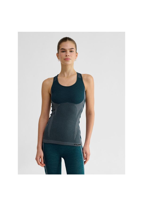 Damski bezszwowy tank top Hummel Clea. Kolor: niebieski. Materiał: dzianina, materiał. Sport: fitness