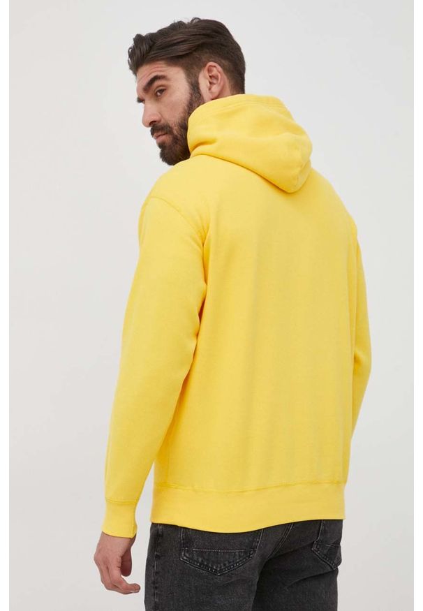 Polo Ralph Lauren bluza męska kolor żółty z kapturem z nadrukiem. Typ kołnierza: polo, kaptur. Kolor: żółty. Materiał: dzianina. Wzór: nadruk