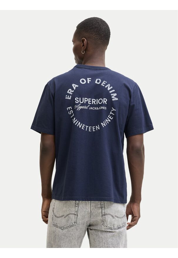 Jack & Jones T-Shirt Edover 12288005 Granatowy Regular Fit. Kolor: niebieski. Materiał: bawełna
