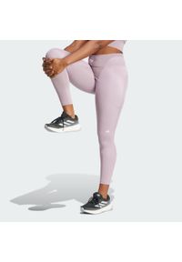 Adidas - Legginsy DailyRun 7/8. Kolor: fioletowy, różowy, wielokolorowy. Wzór: gładki