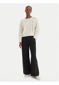 Calvin Klein Jeans Sweter Smooth LV047E304G Beżowy Regular Fit. Kolor: beżowy. Materiał: bawełna #3