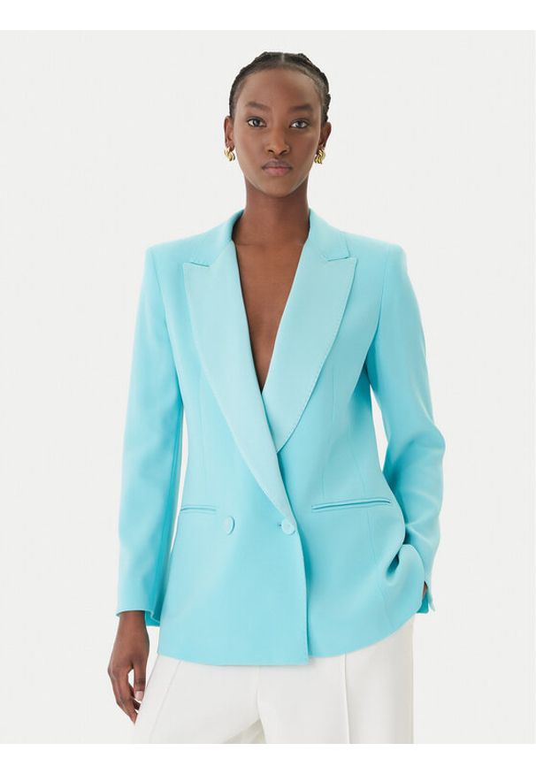 Marella Marynarka Giugno 2613041132 Turkusowy Regular Fit. Kolor: turkusowy. Materiał: acetat