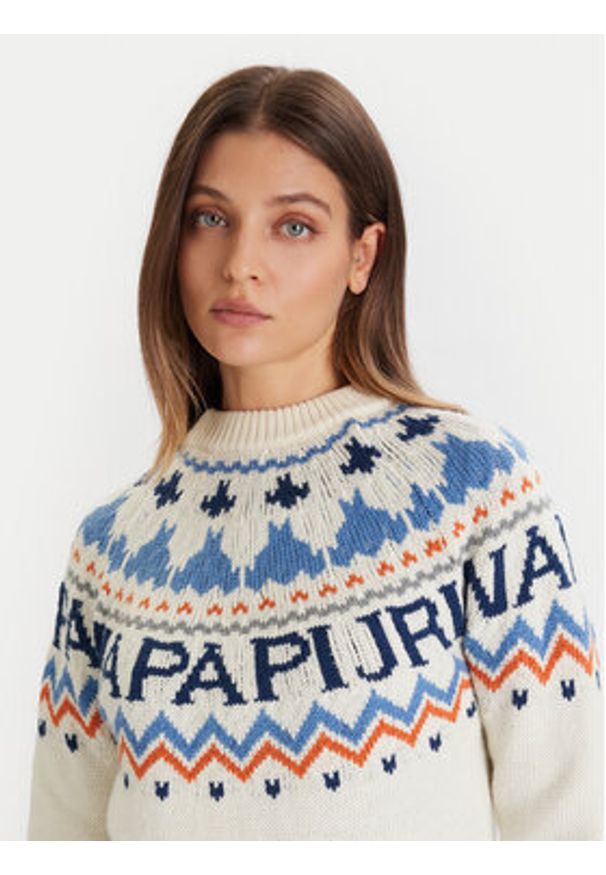 Napapijri Sweter D-Fiames NP0A892S Beżowy Regular Fit. Kolor: beżowy. Materiał: bawełna, syntetyk