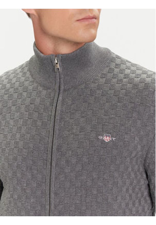 GANT - Gant Kardigan 8030263 Szary Regular Fit. Kolor: szary. Materiał: bawełna