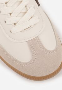 Born2be - Beżowo-Brązowe Sneakersy VICES w Stylu Kultowych Tenisówek Azilina. Okazja: na co dzień. Kolor: beżowy. Materiał: jeans. Wzór: gładki #4