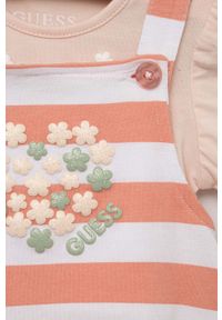 Guess komplet niemowlęcy kolor pomarańczowy. Kolor: pomarańczowy. Materiał: bawełna, dzianina. Wzór: nadruk #2