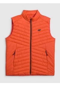 4f - 4F Bezrękawnik z wypełnieniem syntetycznym męski - pomarańczowy XXL. Kolor: pomarańczowy. Materiał: syntetyk. Długość rękawa: bez rękawów. Wzór: jodełka #1