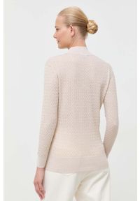 Armani Exchange sweter z domieszką wełny damski kolor złoty lekki z półgolfem. Kolor: złoty. Materiał: wełna. Wzór: ze splotem #3