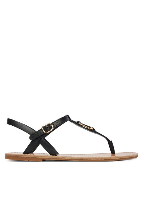 TOMMY HILFIGER - Tommy Hilfiger Sandały Leather Thong Sandal FW0FW09127 Czarny. Kolor: czarny. Materiał: skóra