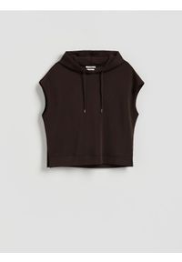 Reserved - Bluza bez rękawów - ciemnobrązowy. Kolor: brązowy. Materiał: dzianina. Długość rękawa: bez rękawów #1