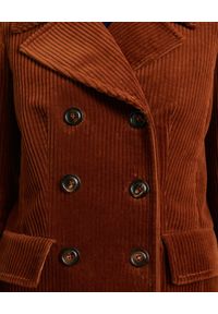 Luisa Spagnoli - LUISA SPAGNOLI - Bawełniany dwurzędowy płaszcz Slow. Kolor: brązowy. Materiał: bawełna. Długość rękawa: długi rękaw. Długość: długie. Styl: klasyczny #4