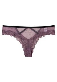 Intica - Figi z ozdobnymi strapsami z przewiewnego materiału Roxana. Kolor: fioletowy. Materiał: materiał
