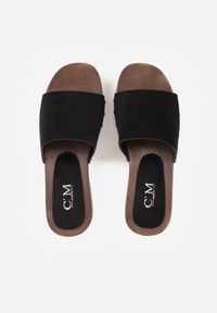 Born2be - Czarne Klapki Ozdobione Nitami Jehlone. Okazja: na co dzień. Kolor: czarny. Materiał: jeans. Wzór: aplikacja. Styl: casual, elegancki #5