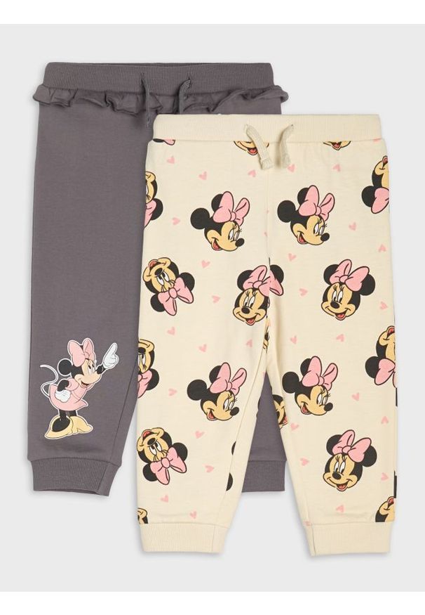 Sinsay - Spodnie dresowe 2 pack Minnie Mouse - kremowy. Kolor: kremowy. Materiał: dresówka. Wzór: motyw z bajki