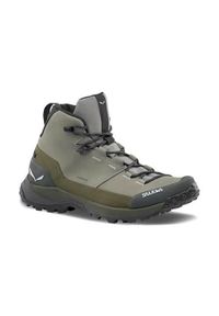 Buty trekkingowe męskie Salewa Puez Leather Mid Powertex. Kolor: zielony. Materiał: materiał. Szerokość cholewki: normalna