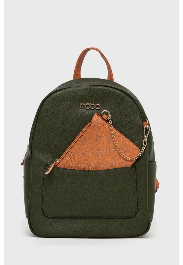 Nobo plecak damski kolor zielony mały gładki. Kolor: zielony. Wzór: gładki