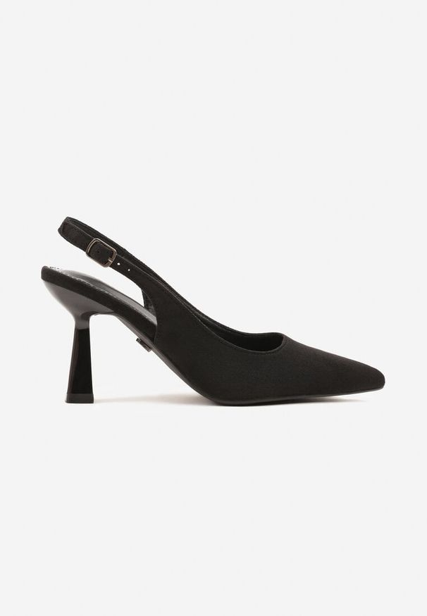 Born2be - Czarne Sandały Slingback Vices na Obcasie Typu Klepsydra Loresall. Okazja: na co dzień. Kolor: czarny. Obcas: na obcasie. Styl: klasyczny, elegancki, casual. Wysokość obcasa: średni