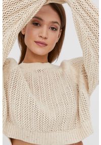 Answear Lab Sweter damski kolor beżowy. Kolor: beżowy. Długość rękawa: długi rękaw. Długość: długie. Wzór: ze splotem. Styl: wakacyjny #5