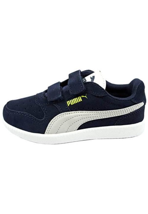 Buty do chodzenia niemowlęce Puma Icra Trainer JR. Zapięcie: rzepy. Kolor: niebieski. Materiał: zamsz, guma, tkanina. Szerokość cholewki: normalna. Sport: turystyka piesza