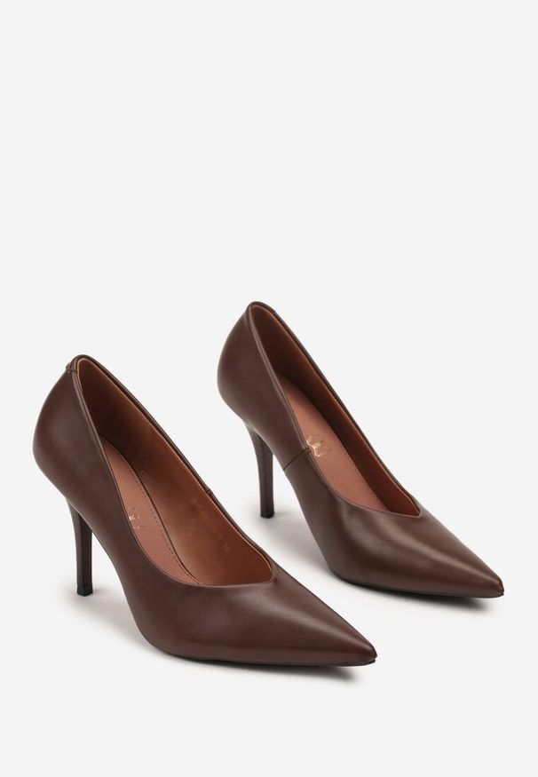 Renee - Brązowe Szpilki Vices z Wkładką ze Skóry Naturalnej Anistte. Kolor: brązowy. Materiał: skóra. Obcas: na szpilce. Styl: elegancki, klasyczny. Wysokość obcasa: średni