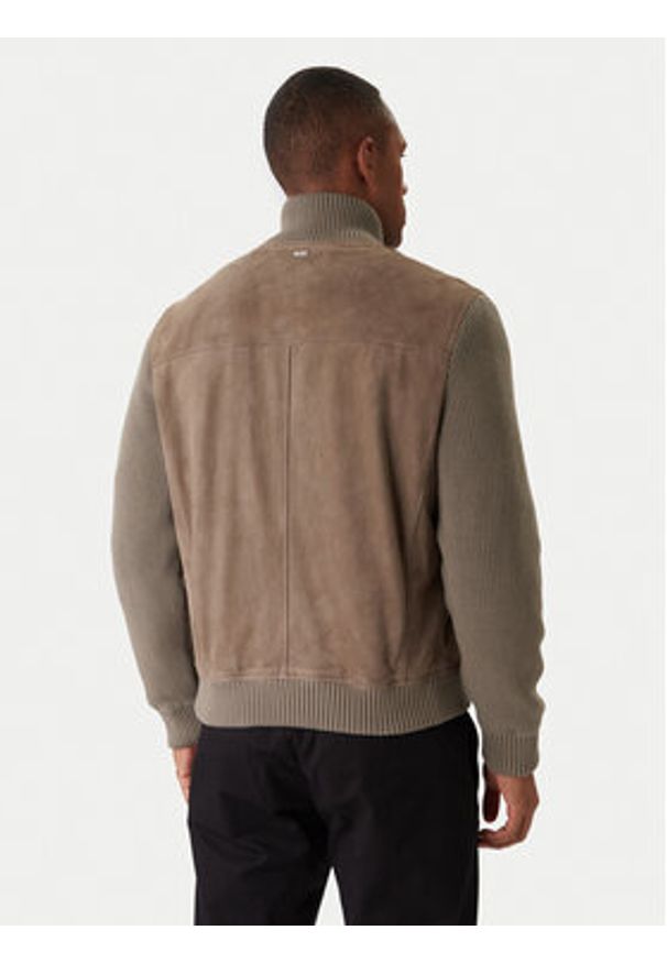 BOSS Kurtka skórzana H-Maparo 50547673 Beżowy Regular Fit. Kolor: beżowy. Materiał: skóra