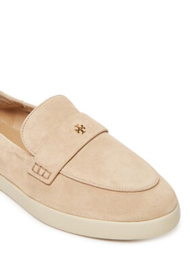Tory Burch Półbuty Ballet Sport 158073 Beżowy. Kolor: beżowy. Materiał: skóra, zamsz. Styl: sportowy