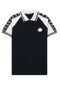 MONCLER KIDS - Bawełniana koszulka polo 8-14 lat. Typ kołnierza: polo. Kolor: czarny. Materiał: bawełna. Wzór: aplikacja. Sezon: lato. Styl: klasyczny, sportowy #1