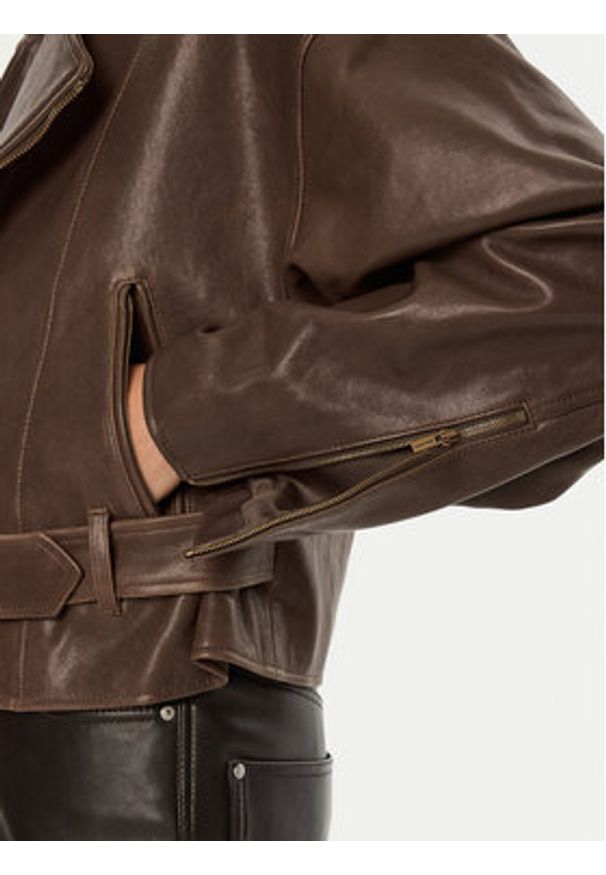 Miss Sixty Kurtka skórzana 6L4LJ2230000 Brązowy Regular Fit. Kolor: brązowy. Materiał: skóra