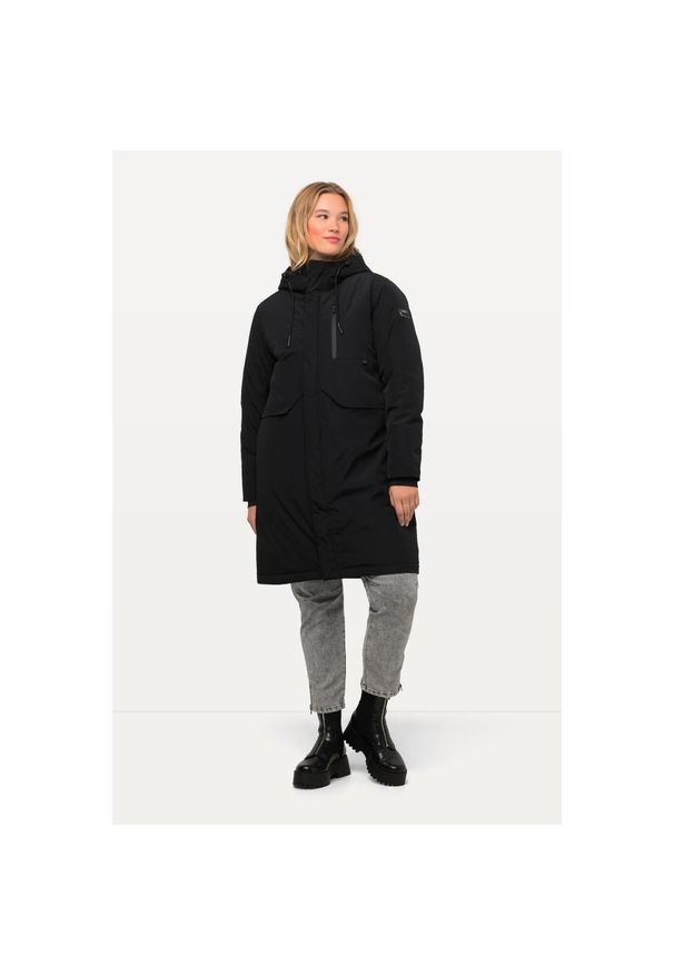 ULLA POPKEN - Damskie Nieprzemakalny płaszcz HYPRAR dwukierunkowy suwak. Kolekcja: plus size. Kolor: czarny. Materiał: poliester, materiał. Sport: turystyka piesza