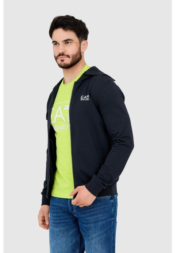 EA7 Emporio Armani - EA7 Granatowa bluza męska z kapturem, Rozmiar S. Typ kołnierza: kaptur. Kolor: niebieski