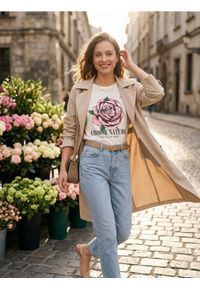 Sinsay - Koszulka z nadrukiem - kremowy. Kolor: kremowy. Wzór: nadruk #1