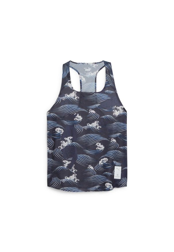 Damski wzorzysty tank top Puma Saysky. Kolor: niebieski. Sport: bieganie