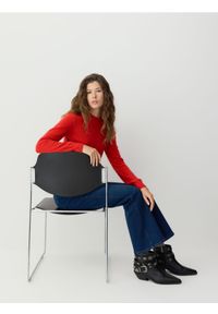 Reserved - Wełniany sweter z dodatkiem kaszmiru - czerwony. Kolor: czerwony. Materiał: wełna, kaszmir