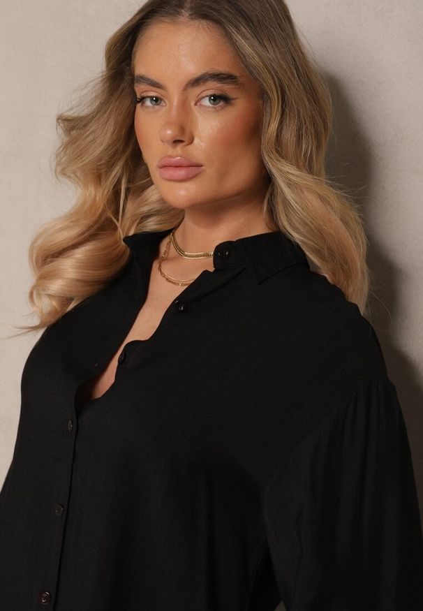 Renee - Czarny Komplet z Bawełny Koszula i Szorty Faliren. Kolor: czarny. Materiał: bawełna