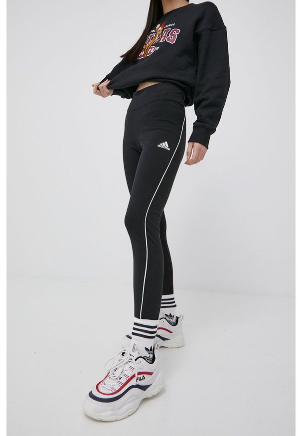 adidas Performance legginsy damskie kolor czarny z aplikacją. Kolor: czarny. Materiał: dzianina, materiał. Wzór: aplikacja