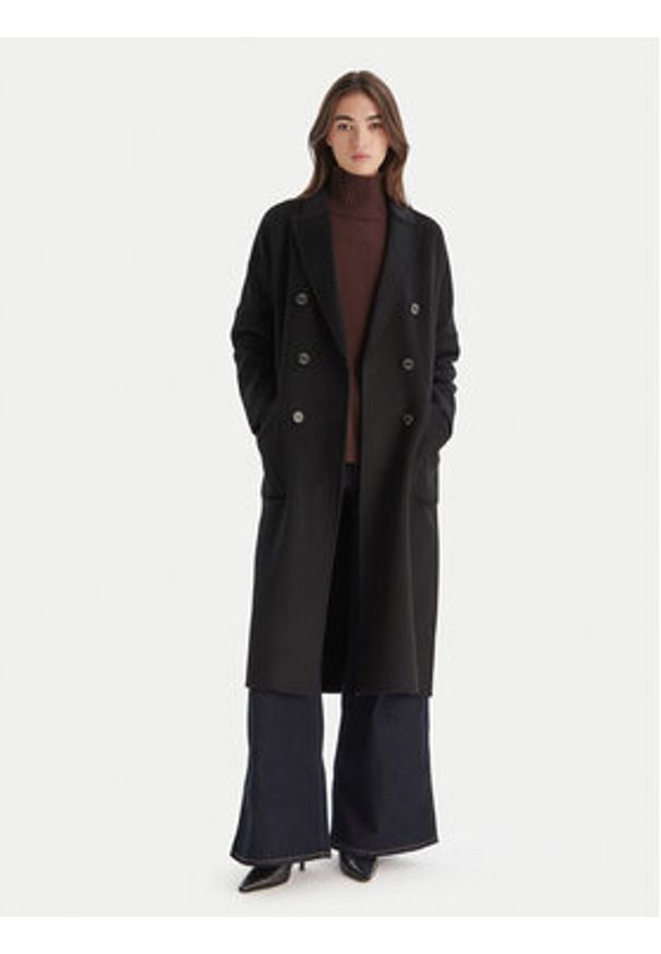 ViCOLO Płaszcz wełniany TF0001 Czarny Regular Fit. Kolor: czarny. Materiał: syntetyk