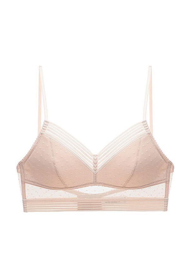 Intica - Braletka bez fiszbin na co dzień Kally. Kolor: beżowy. Materiał: materiał