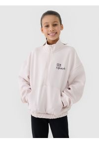 4f - 4F Bluza dresowa nierozpinana bez kaptura dziewczęca - biała 164 (13-14 lat). Okazja: na co dzień. Typ kołnierza: bez kaptura. Kolor: beżowy. Materiał: dresówka. Wzór: napisy, gładki, ze splotem. Sezon: lato. Styl: casual, sportowy #2