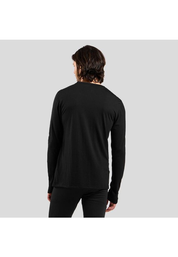Odlo - Koszulka termoaktywna z długim rękawem męska ODLO Merino 160 BL Top Crew Neck. Kolor: czarny. Długość rękawa: długi rękaw. Długość: długie
