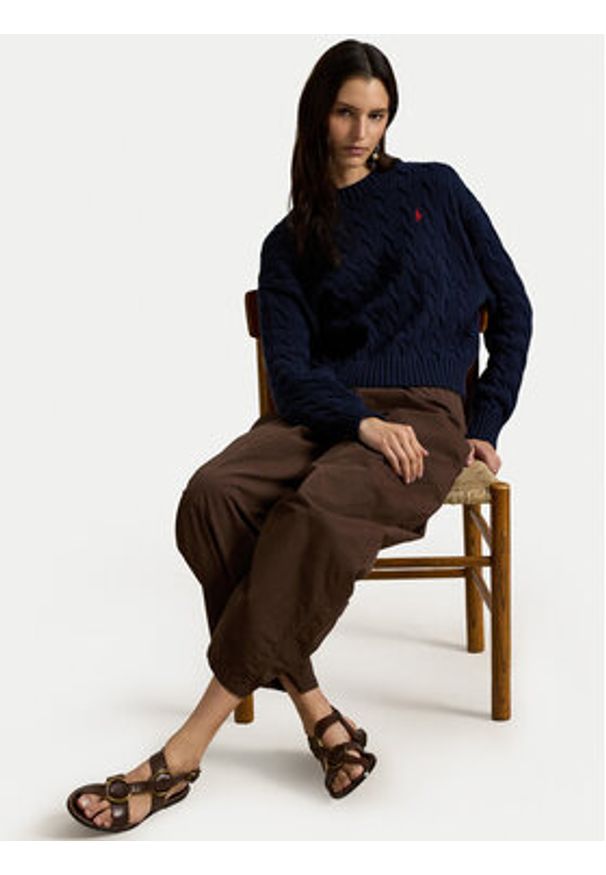 Polo Ralph Lauren Sweter 211A96245001 Granatowy Relaxed Fit. Typ kołnierza: polo. Kolor: niebieski. Materiał: bawełna